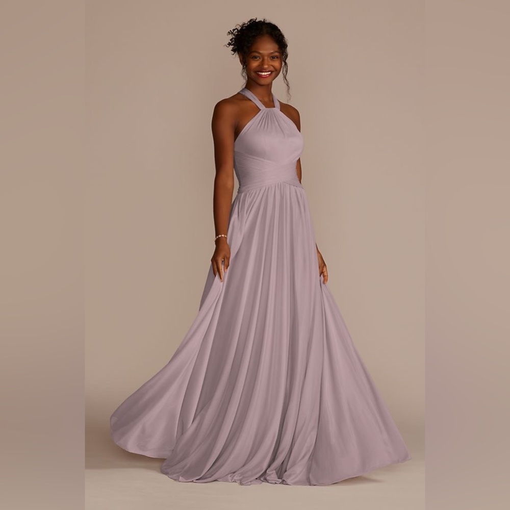 Beautiful David’s Bridal lilac bridesmaid dress